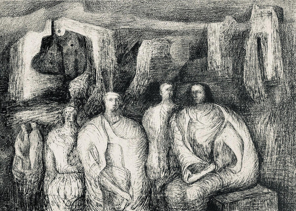 Henry Moore, Figures against an Architectural Background, The Drawings of Henry Moore, Limited Edition Lithograph