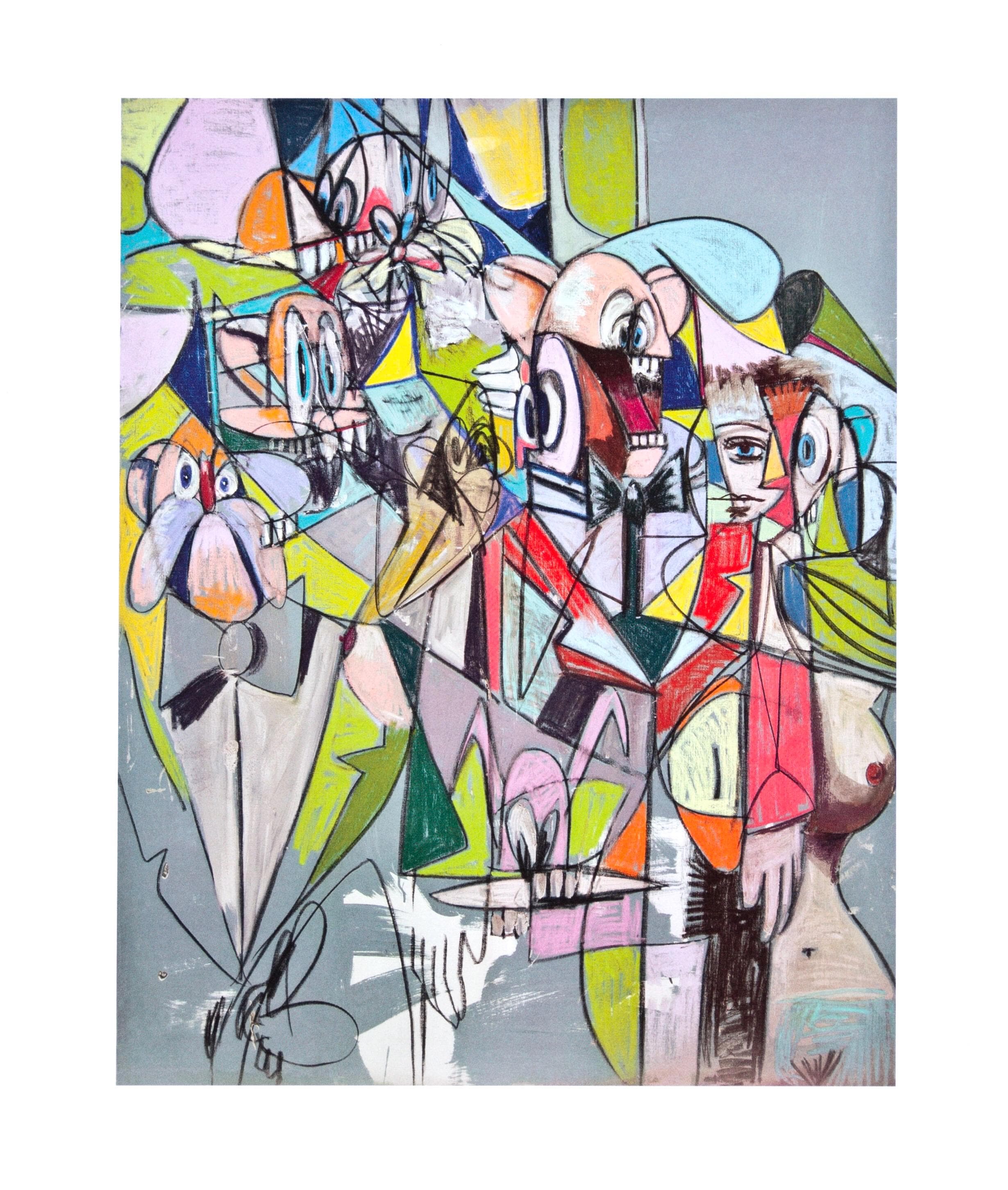 George Condo, Cascading Butlers, Drawing Paintings, Limited Edition Four Color Process Print