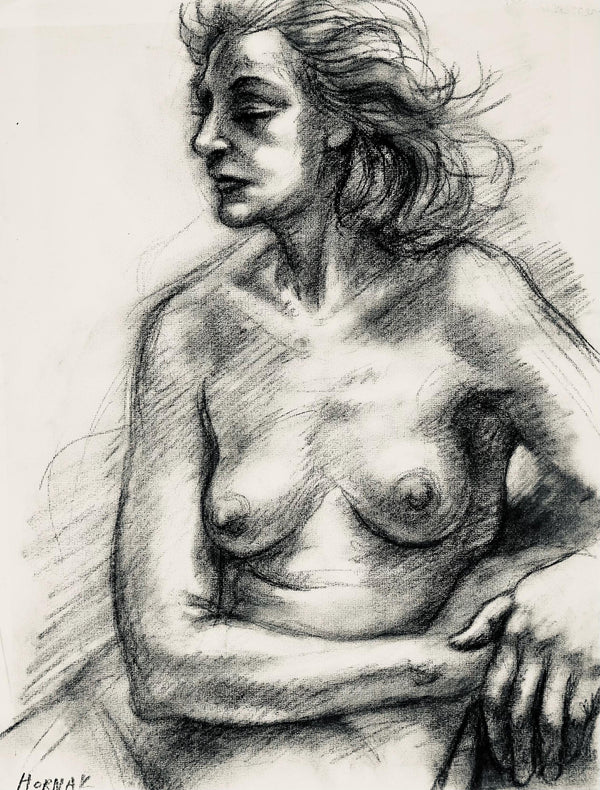 Ian Hornak, Renaissance Female Nude Figure Study, 1963, Original Drawing