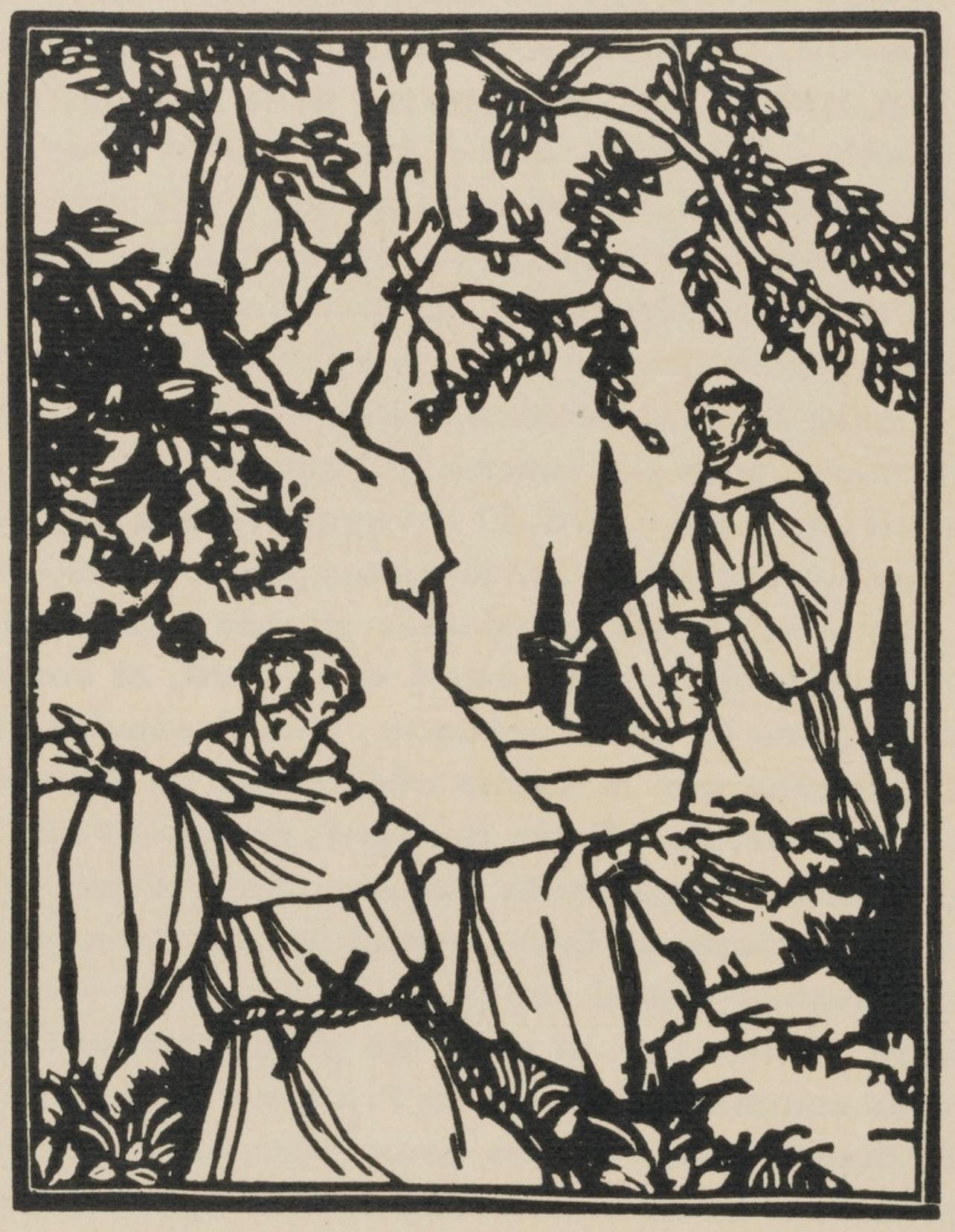 Émile Bernard, Composition (Morane, No. 100), Les Petites Fleurs de St. Françoise, Limited Edition Woodcut