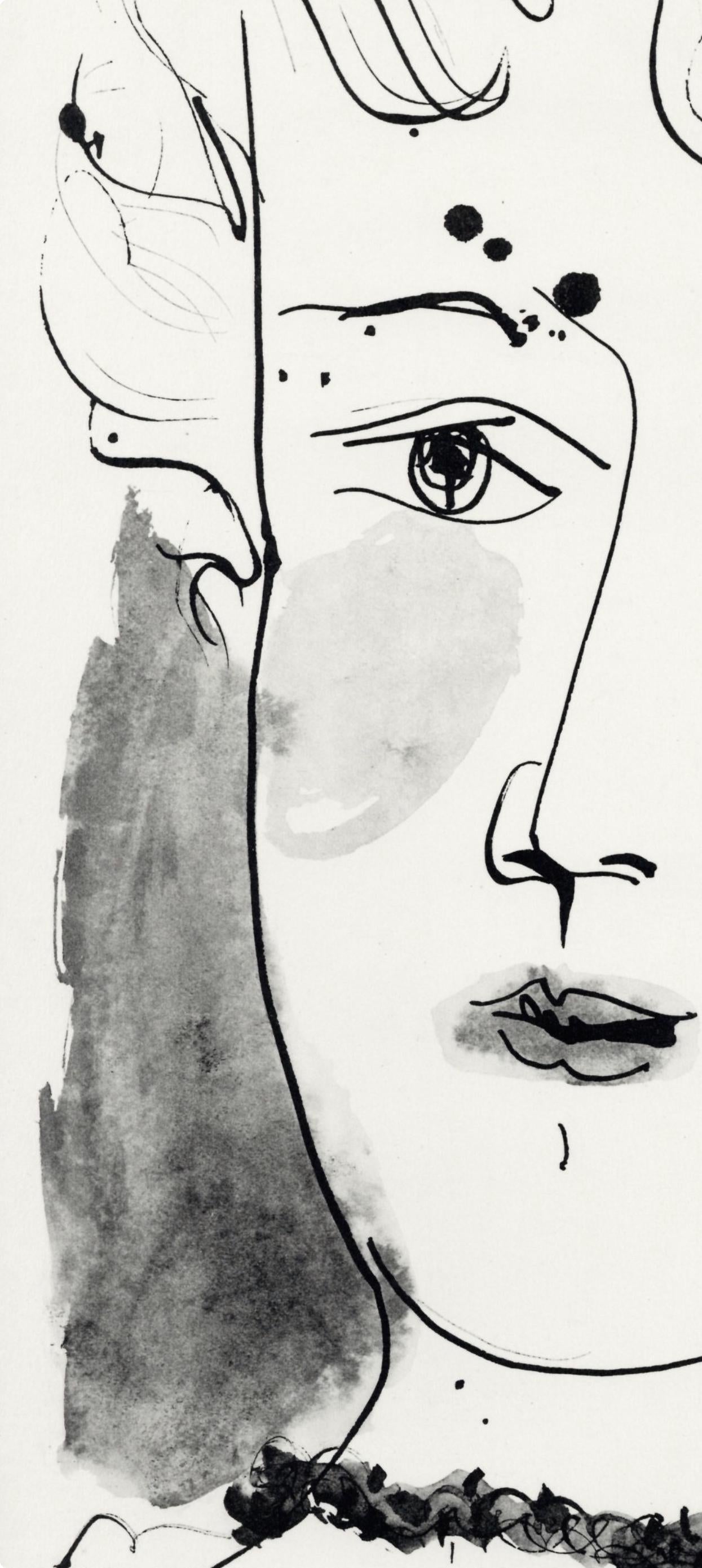 Pablo Picasso, Visage de jeune fille, de face (Cramer No. 84), 40 dessins de Picasso en marge du Buffon, Limited Edition Lithograph