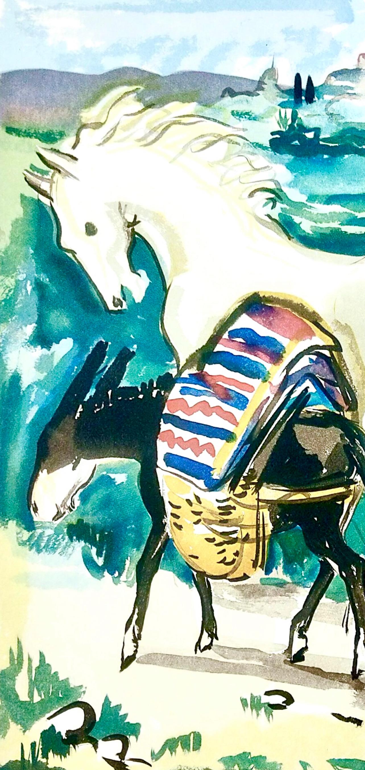 Yves Brayer, Cheval et âne en Provence, Vingt fables de La fontaine, Limited Edition Woodcut