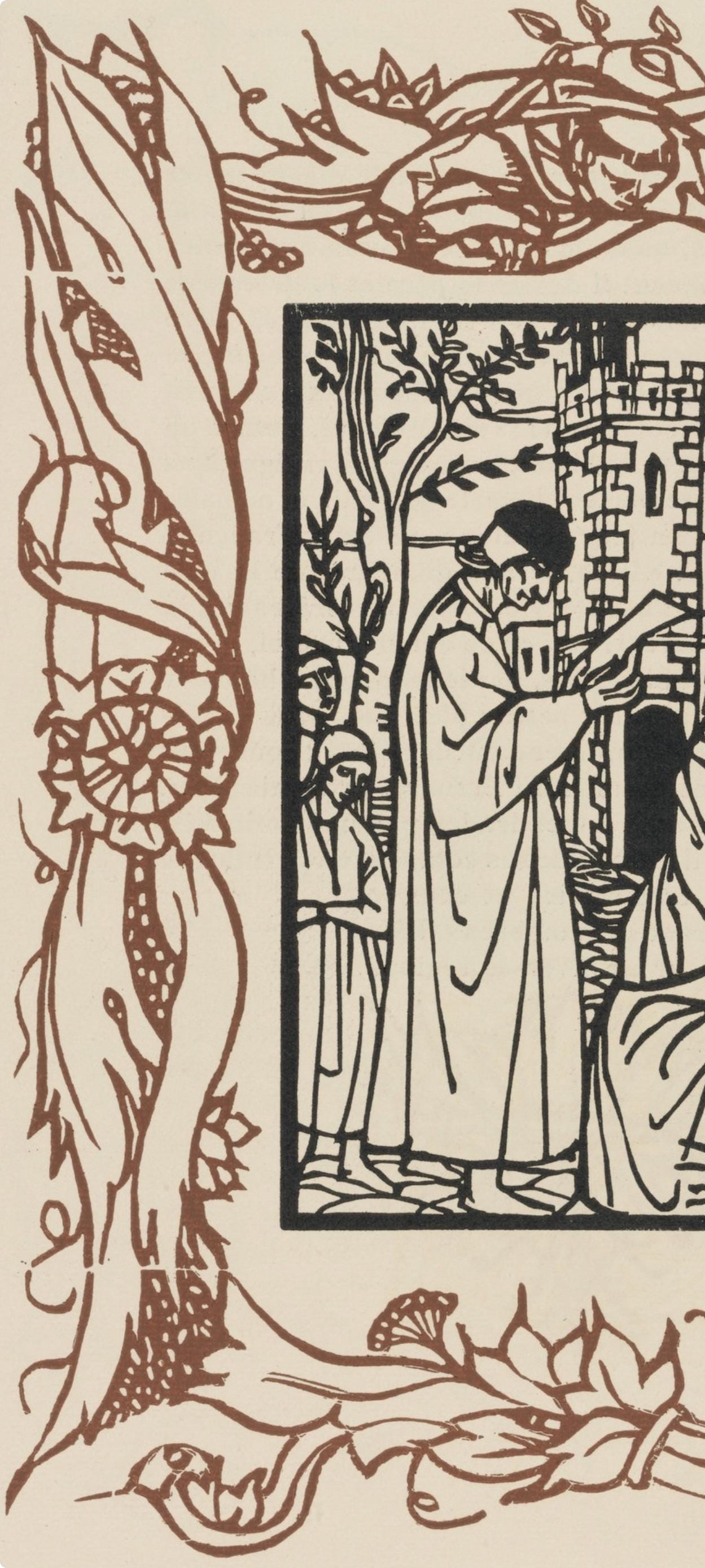 Émile Bernard, Composition (Morane, No. 100), Les Petites Fleurs de St. Françoise, Limited Edition Woodcut