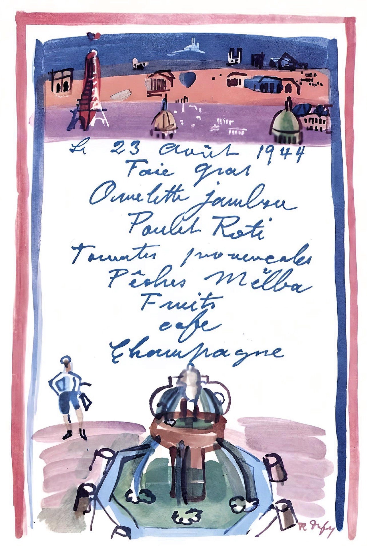 Raoul Dufy, Le menu de la Libération, Vacances forcées