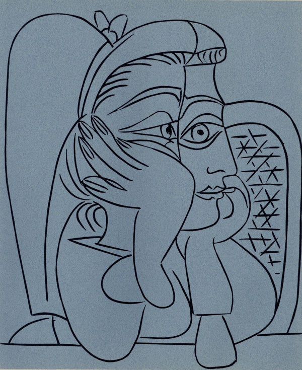 Pablo Picasso, Jacqueline Leaning on Her Elbows (Orozco 214), Grabados al linóleo, Limited Edition Linocut