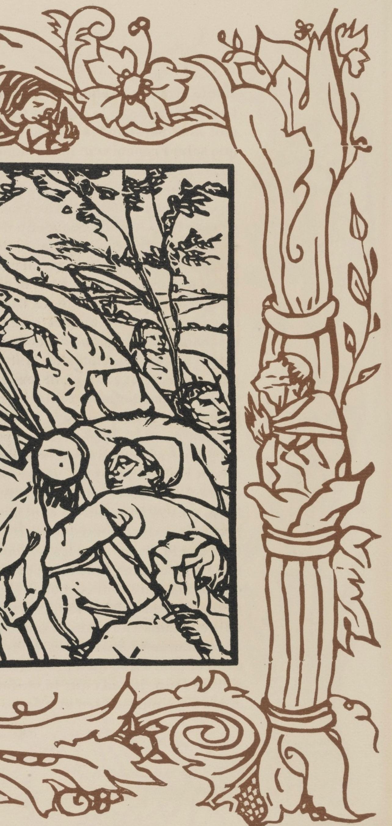 Émile Bernard, Composition (Morane, No. 100), Les Petites Fleurs de St. Françoise, Limited Edition Woodcut