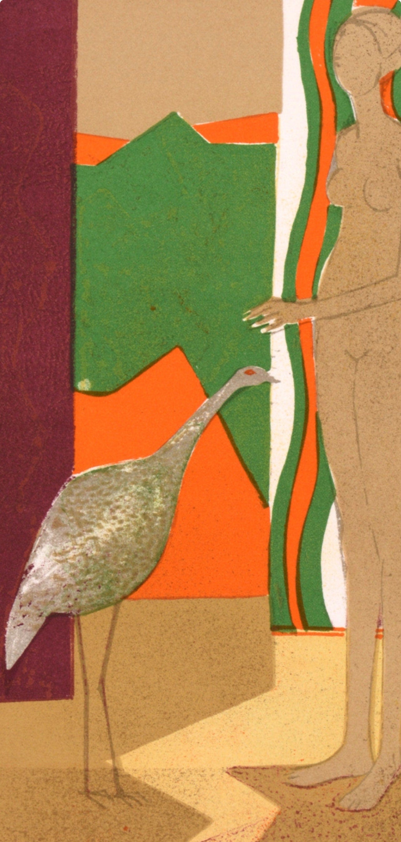 André Minaux, La femme et l'oiseau, Souvenirs et portraits d'artistes, Limited Edition Lithograph