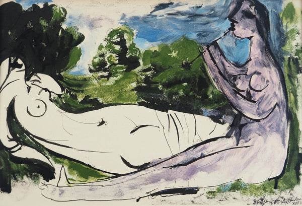 Pablo Picasso, Composition (Orozco 238), Picasso, La flûte double, Limited Edition Lithograph