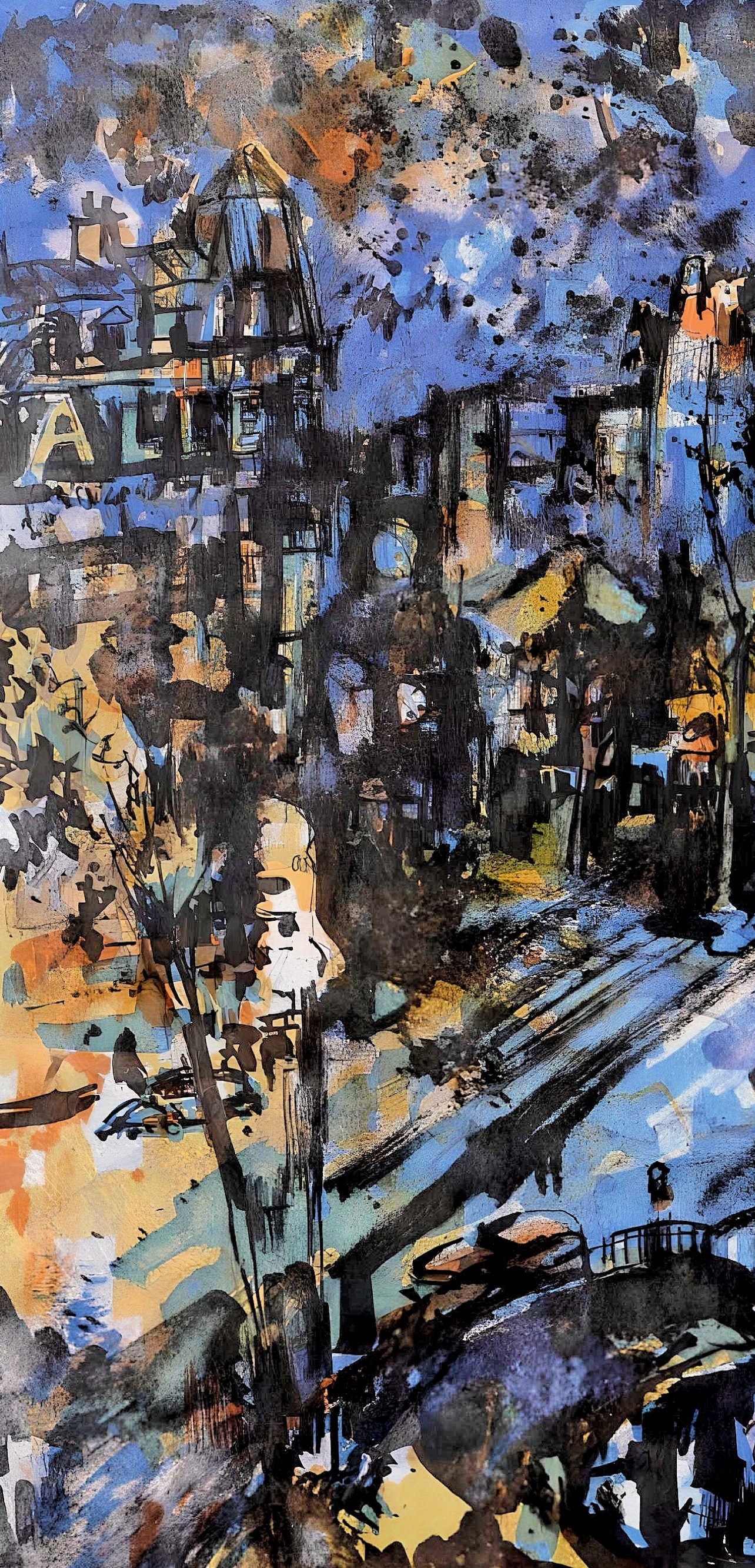 Jean Yves Commère, Place Pigalle la nuit, Panorama de Paris, Au Temps de Paris Seine, Limited Edition Lithograph