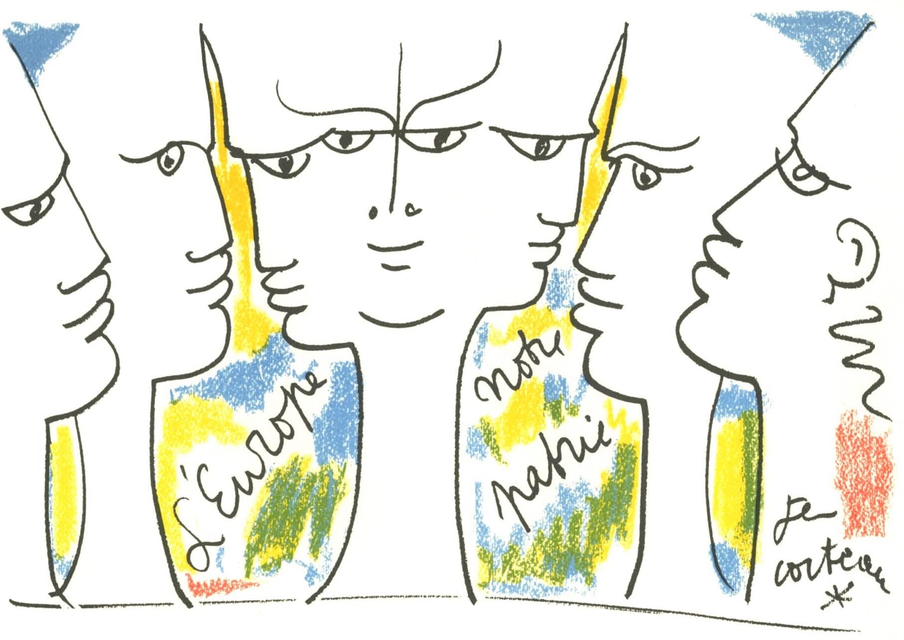 Jean Cocteau, Composition, Nous croyons en l'Europe, Limited Edition Silkscreen