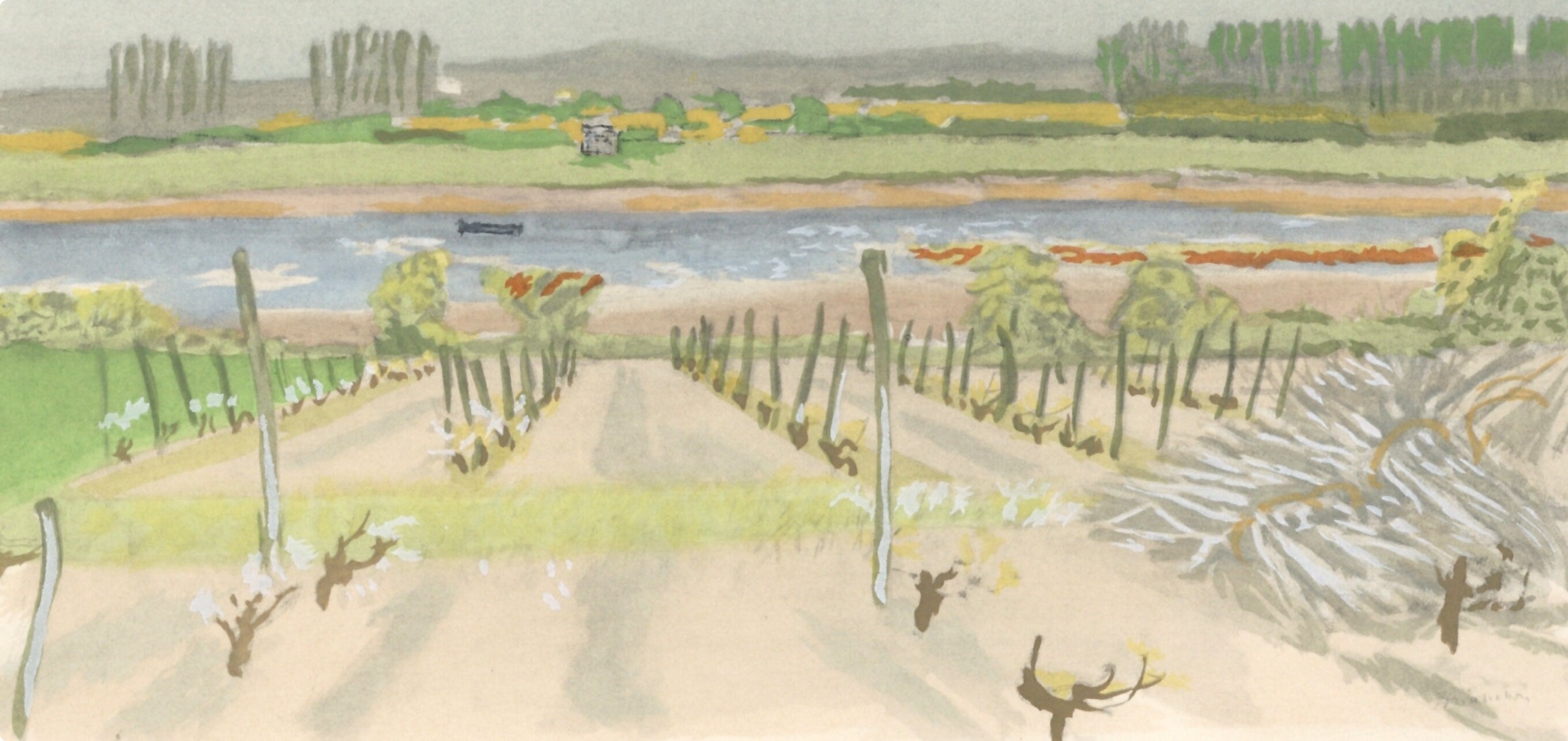 Maurice Brianchon, Une vigne de la doulce France, Vins, Fleurs et Flammes, Limited Edition Lithograph