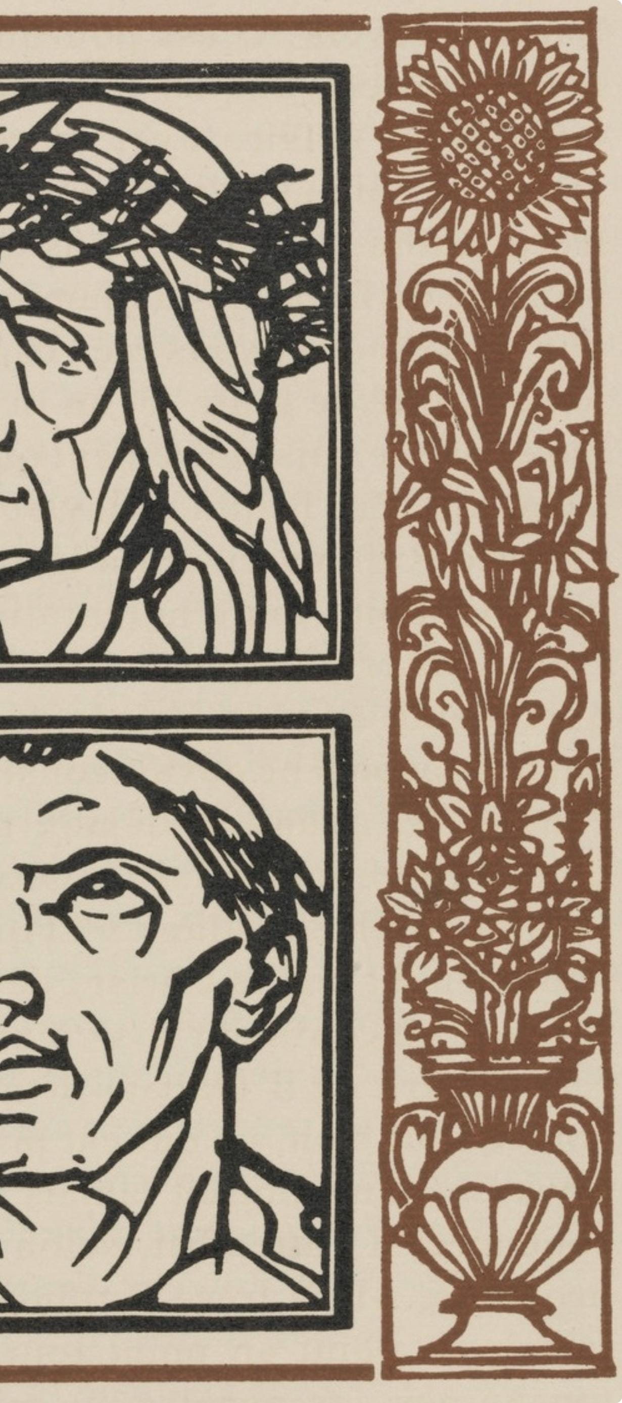 Émile Bernard, Composition (Morane, No. 100), Les Petites Fleurs de St. Françoise, Limited Edition Woodcut