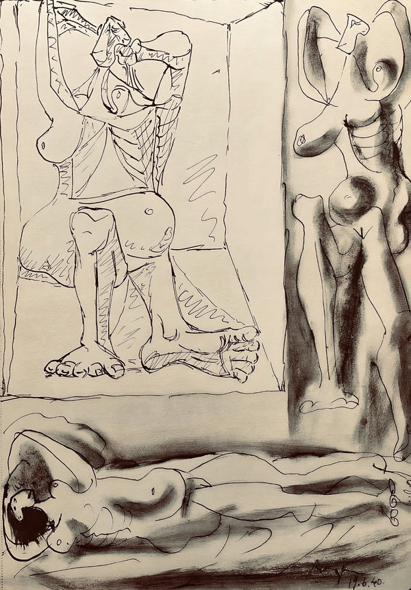 Pablo Picasso, Composition, Carnet de dessins de Picasso, Cahiers d’Art, Limited Edition Lithograph