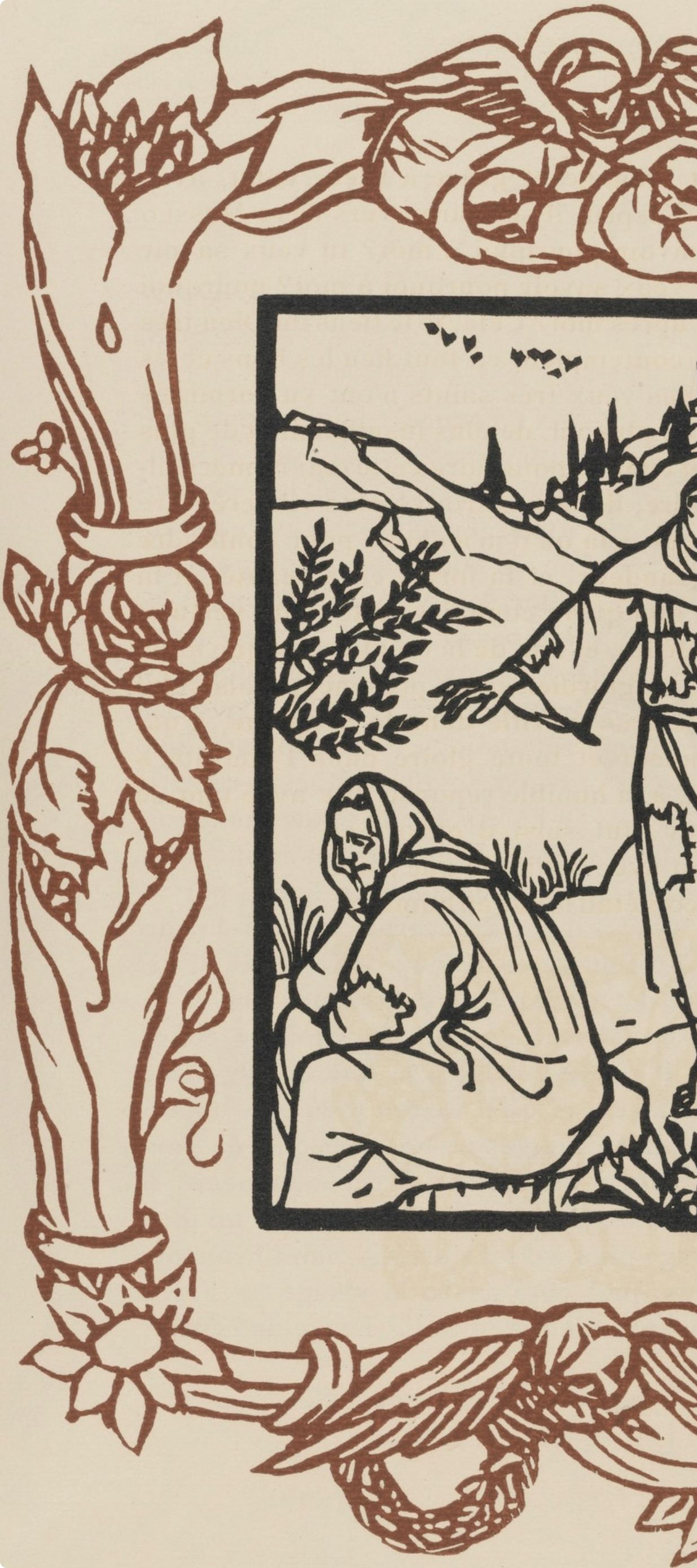 Émile Bernard, Composition (Morane, No. 100), Les Petites Fleurs de St. Françoise, Limited Edition Woodcut