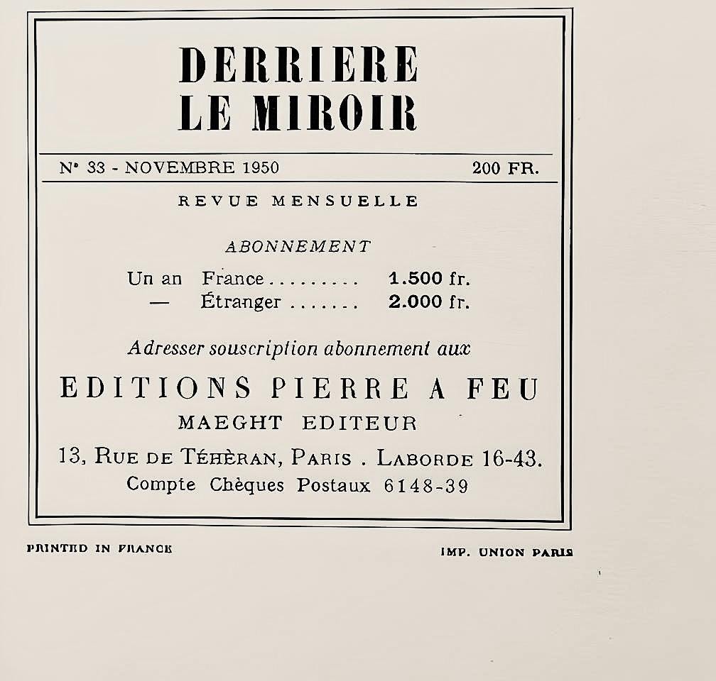 Hans Jean Arp, Composition, Derrière le miroir, Limited Edition Woodcut
