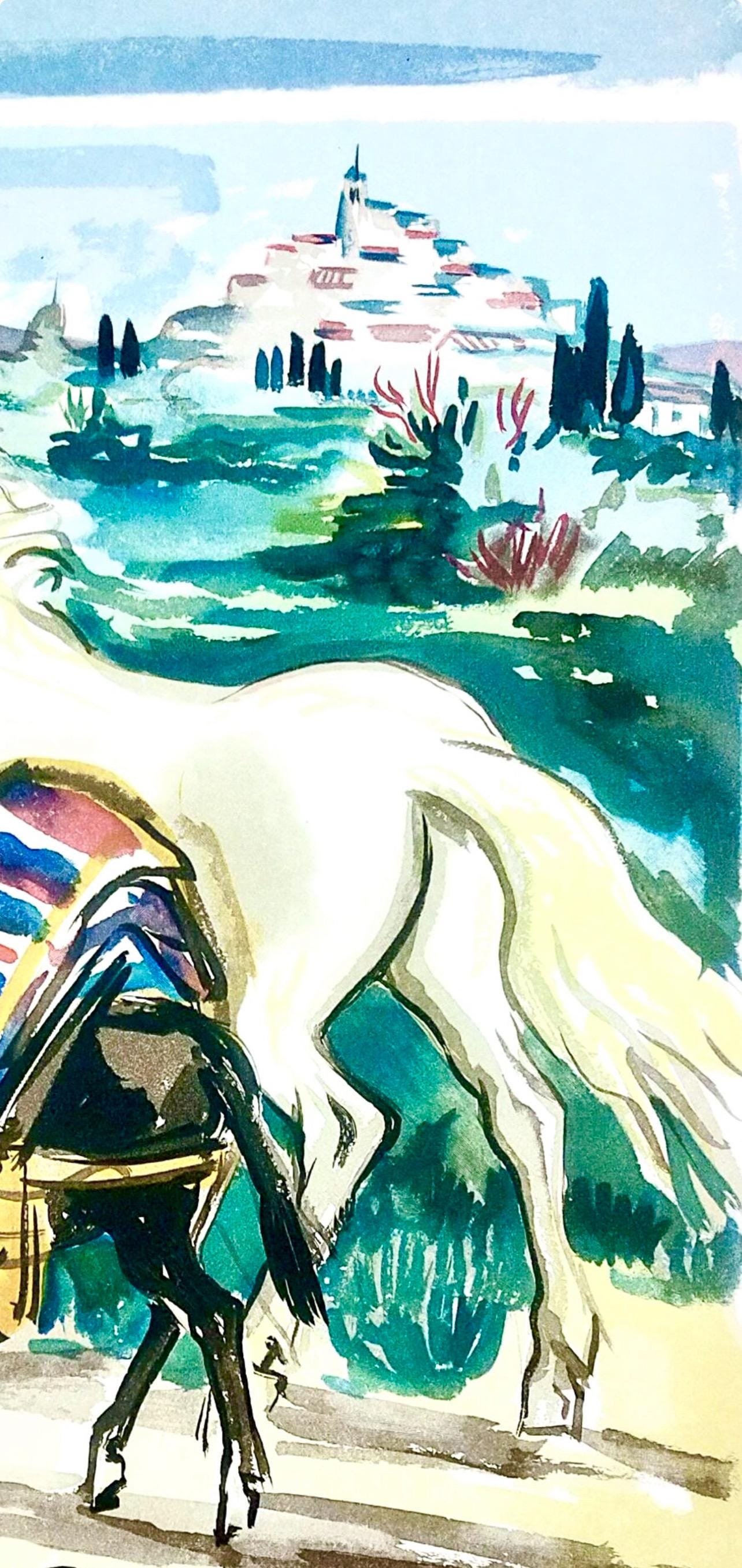 Yves Brayer, Cheval et âne en Provence, Vingt fables de La fontaine, Limited Edition Woodcut