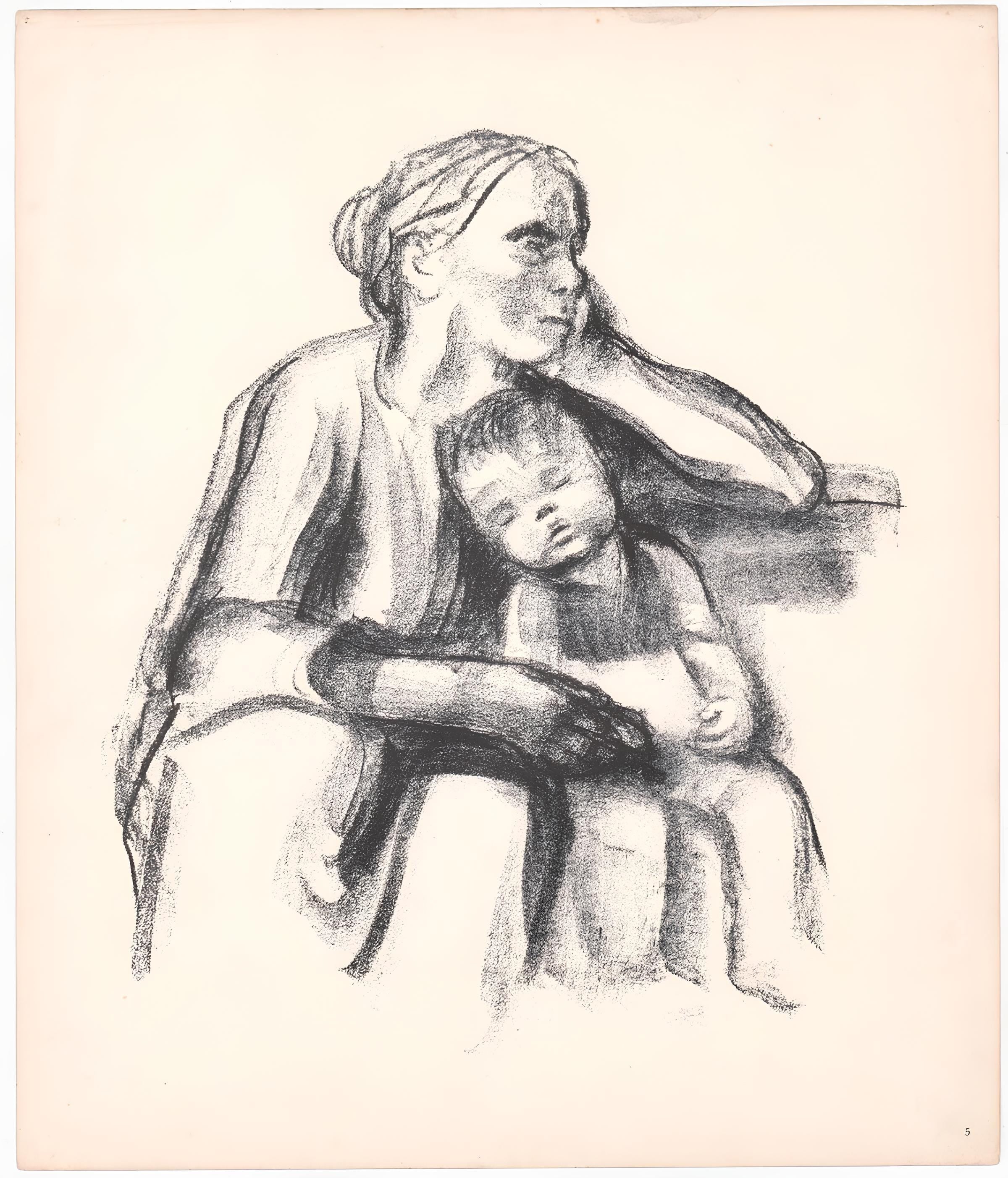 Käthe Kollwitz, Worker Woman with Sleeping Child (Arbeiterfrau mit schlafendem Jungen), Limited Edition Lithograph