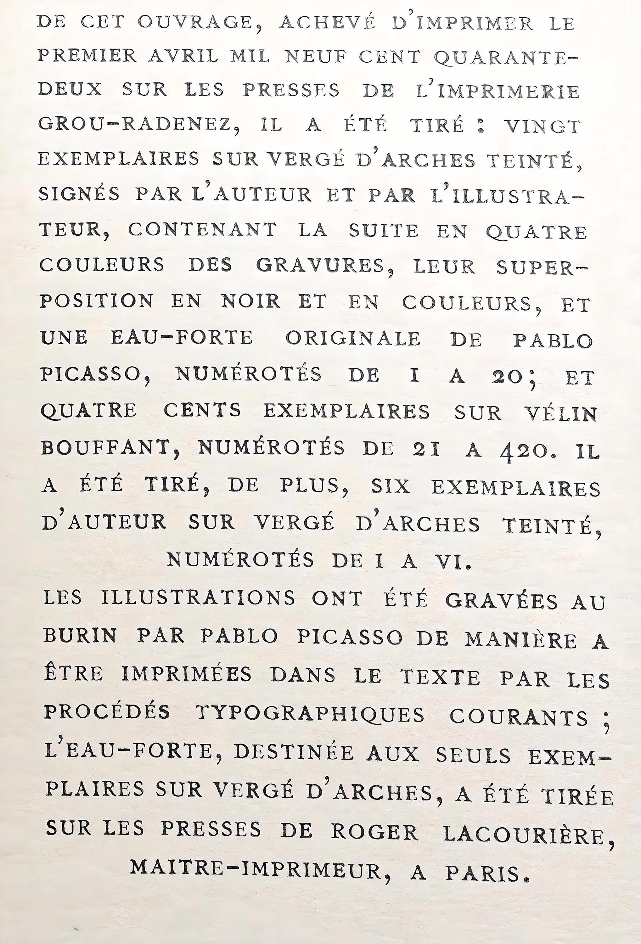 Pablo Picasso, Composition (Cramer 36; Bloch 360; Horodisch A6), Non Vouloir, Limited Edition Zincograph