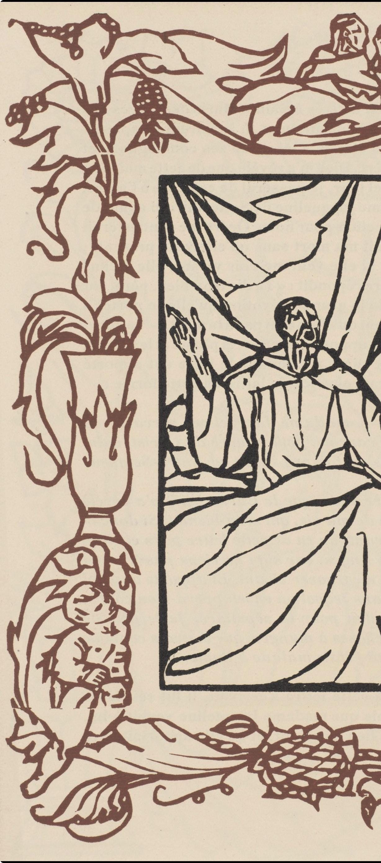 Émile Bernard, Composition (Morane, No. 100), Les Petites Fleurs de St. Françoise, Limited Edition Woodcut
