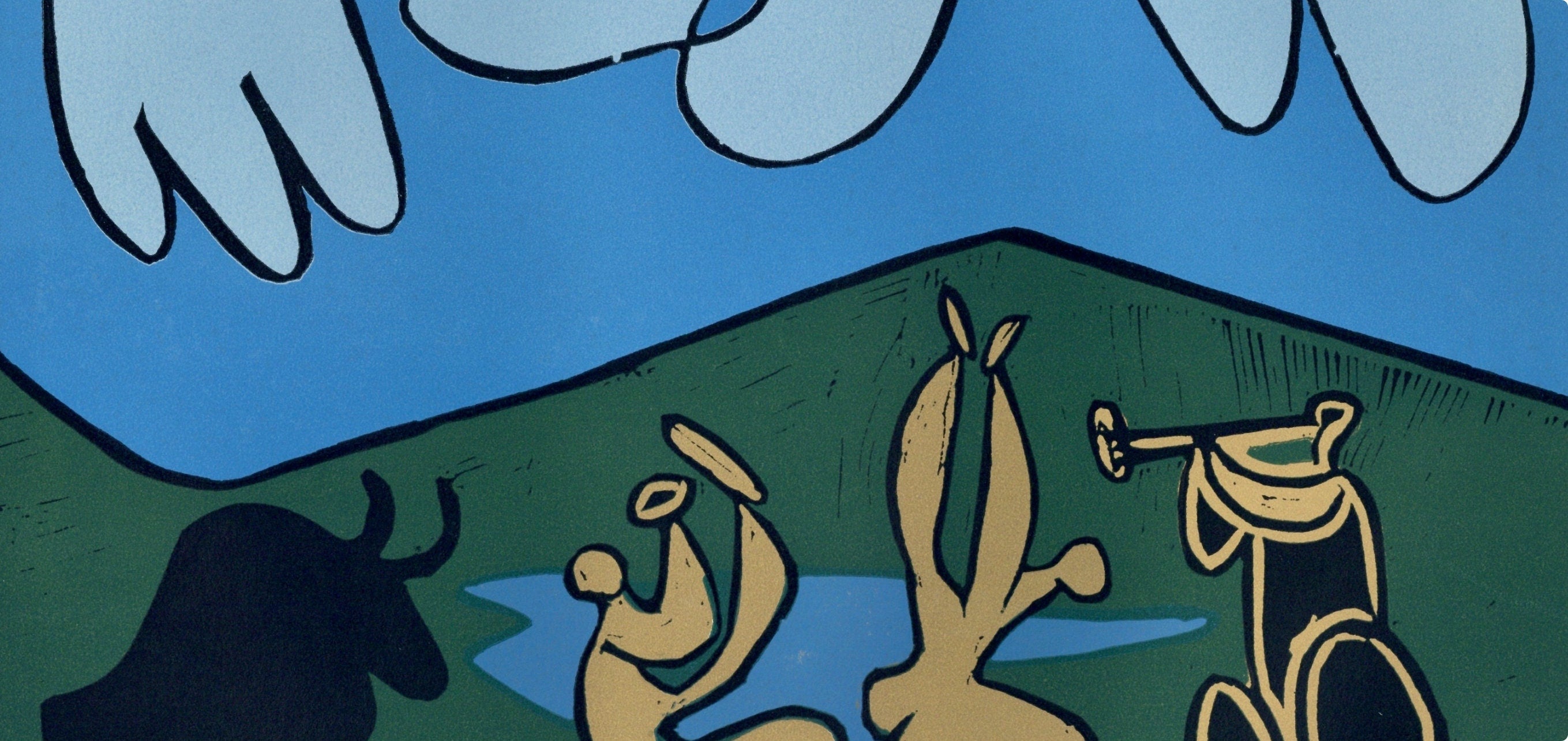 Pablo Picasso, Bacchanal with a Black Bull (Orozco 214), Grabados al linóleo, Limited Edition Linocut