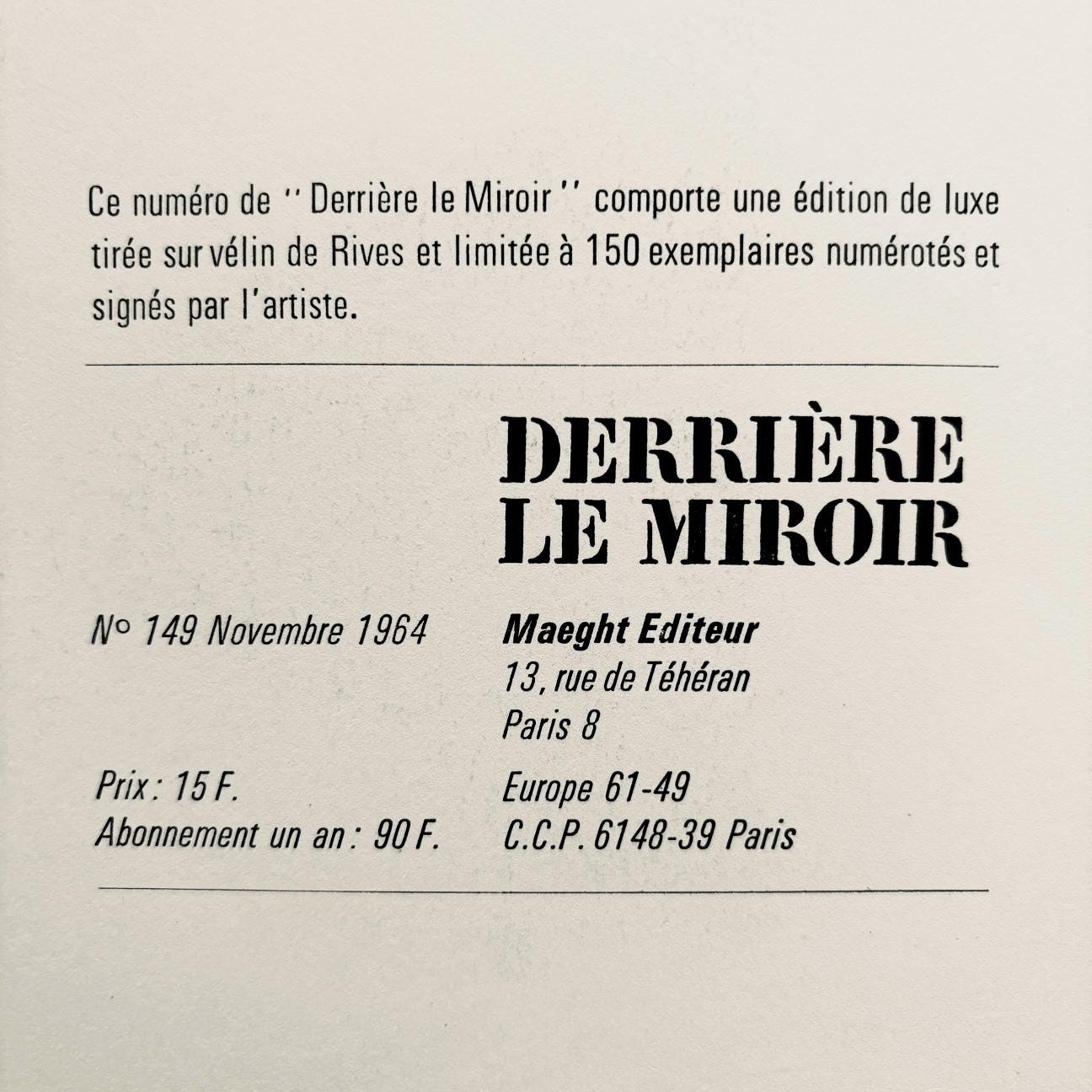 Ellsworth Kelly, Composition (Axsom, I-B), Derrière le miroir, Limited Edition Lithograph