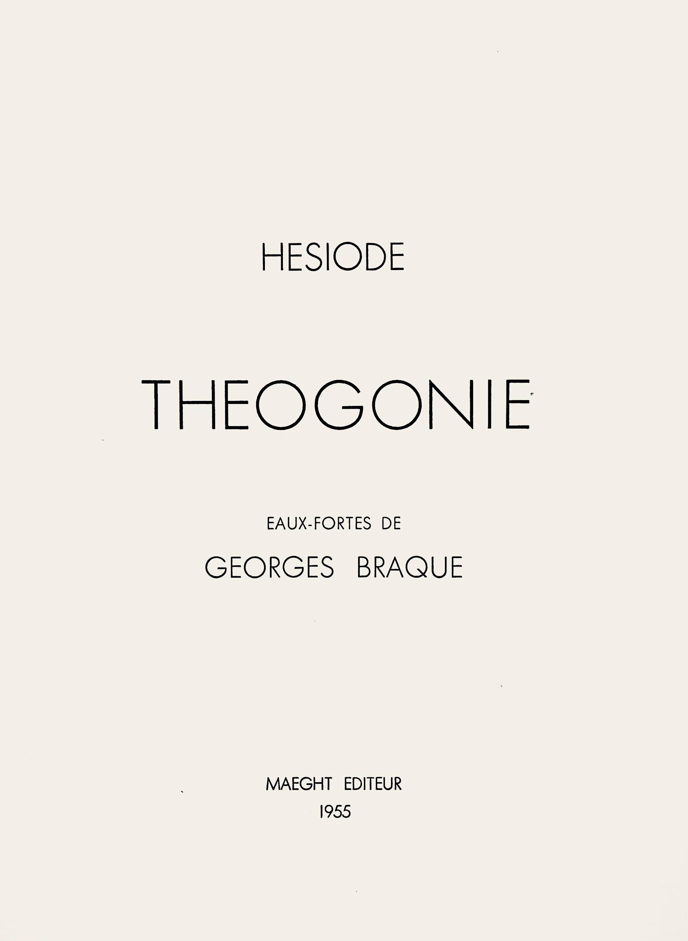 Georges Braque, Composition (Vallier 23), Hesiode, Théogonie, Derrière le miroir, Limited Edition Lithograph