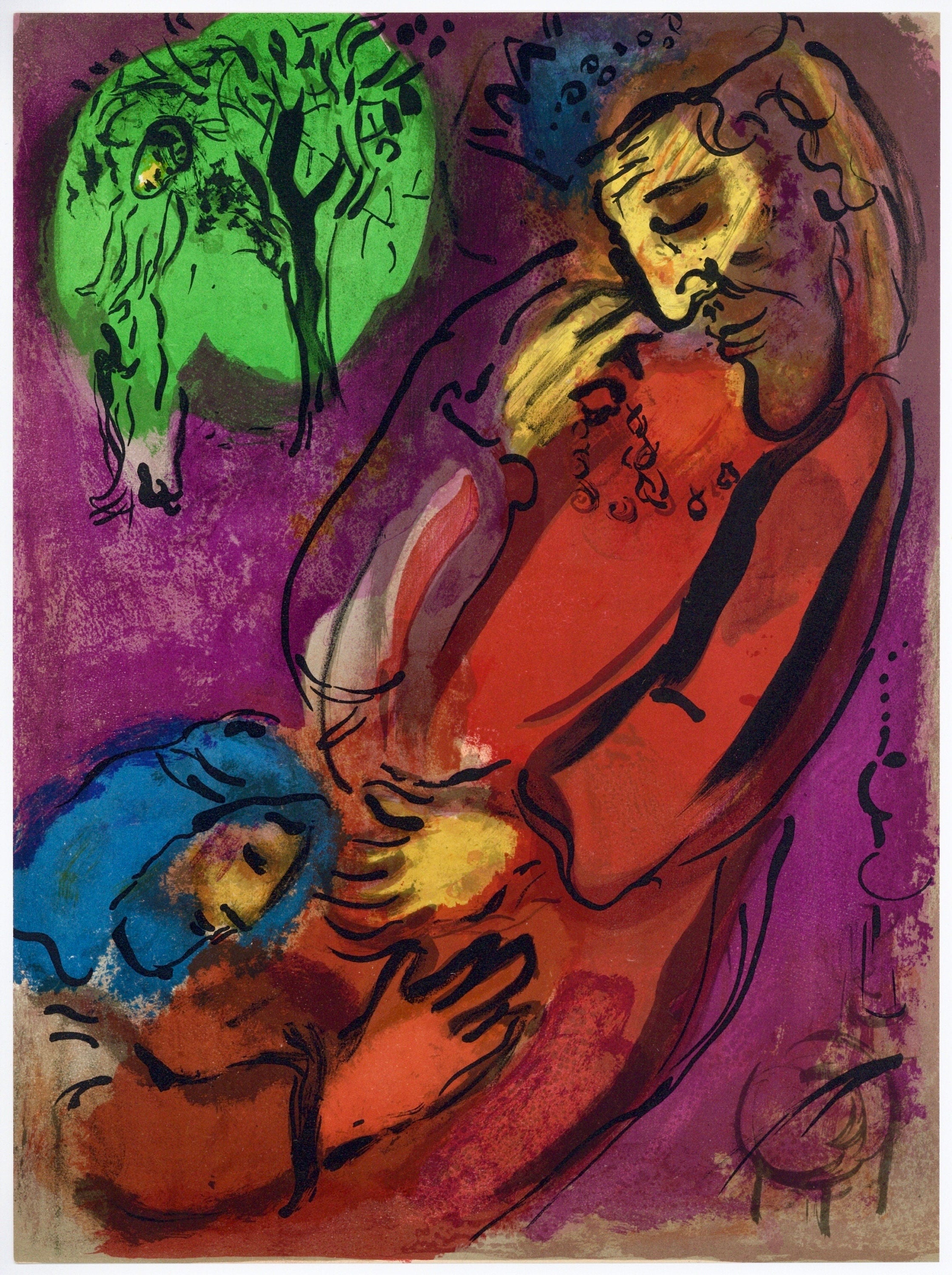 Marc Chagall, David and Absalom (Mourlot 117-46; Cramer 25), Drawings from the Bible by Marc Chagall, Verve, Limited Edition Lithograph