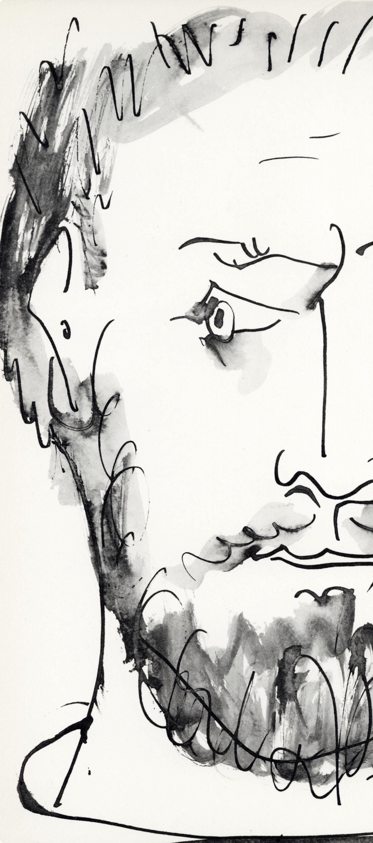 Pablo Picasso, Visage d'homme, profil droit (Cramer No. 84), 40 dessins de Picasso en marge du Buffon, Limited Edition Lithograph