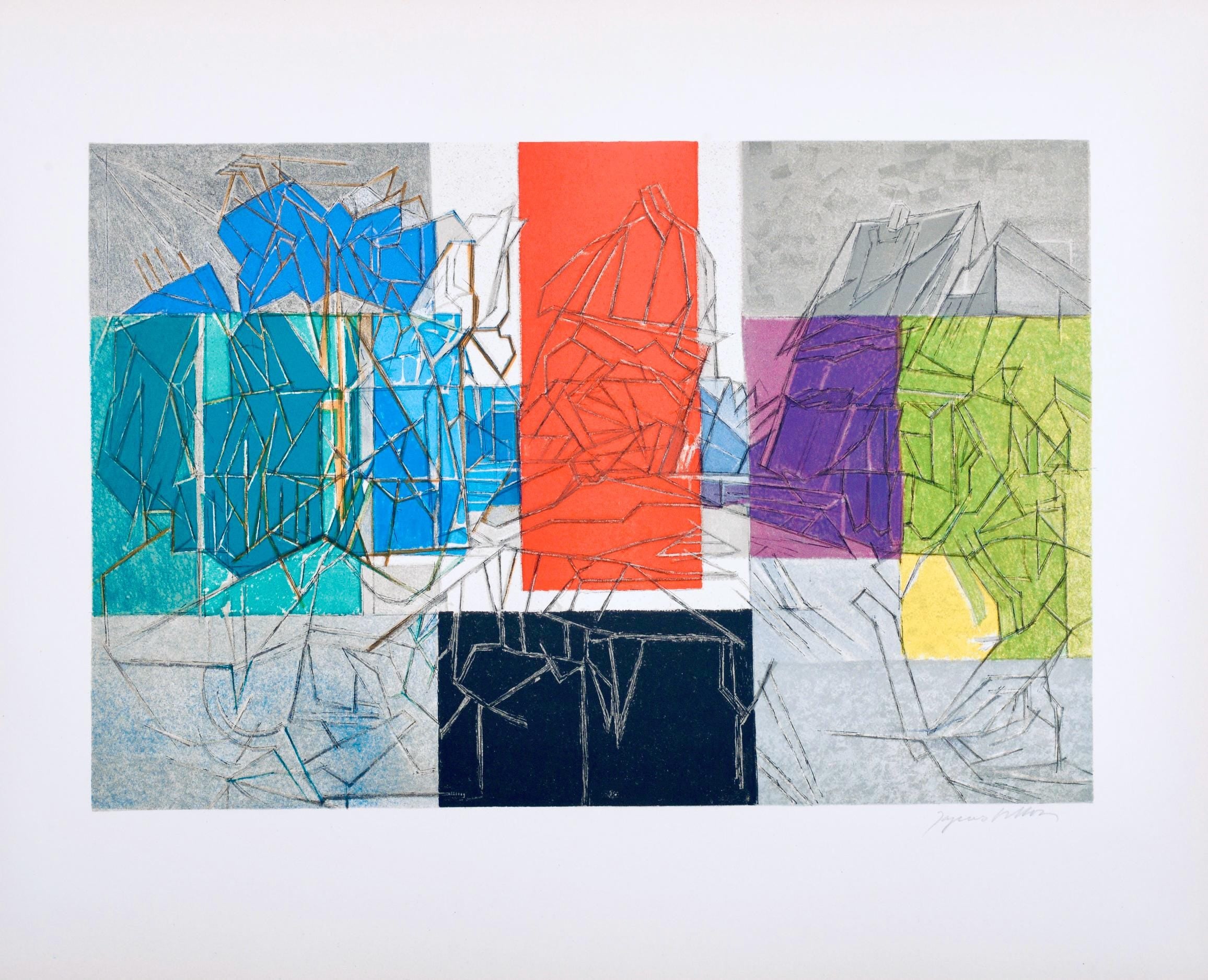 Jacques Villon, Composition (Ginestet/Pouillon 65-72), Jacques Villon, Huit lithographies, Limited Edition Lithograph