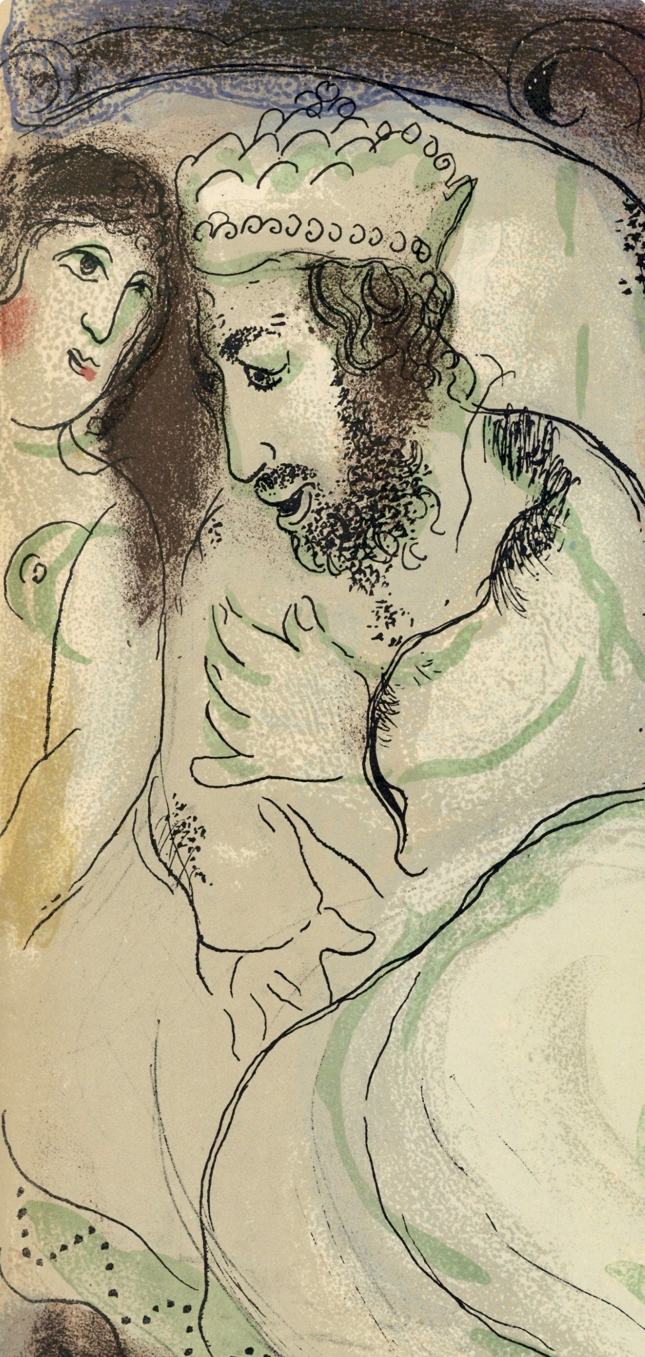 Marc Chagall, Sarah and Abimelech (Mourlot 117-46; Cramer 25), Drawings from the Bible, Verve: Revue, Limited Edition Lithograph