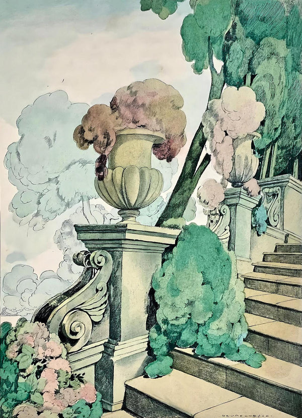 Umberto Brunelleschi, Composition, La Leçon d'amour dans un parc, Limited Edition Lithograph