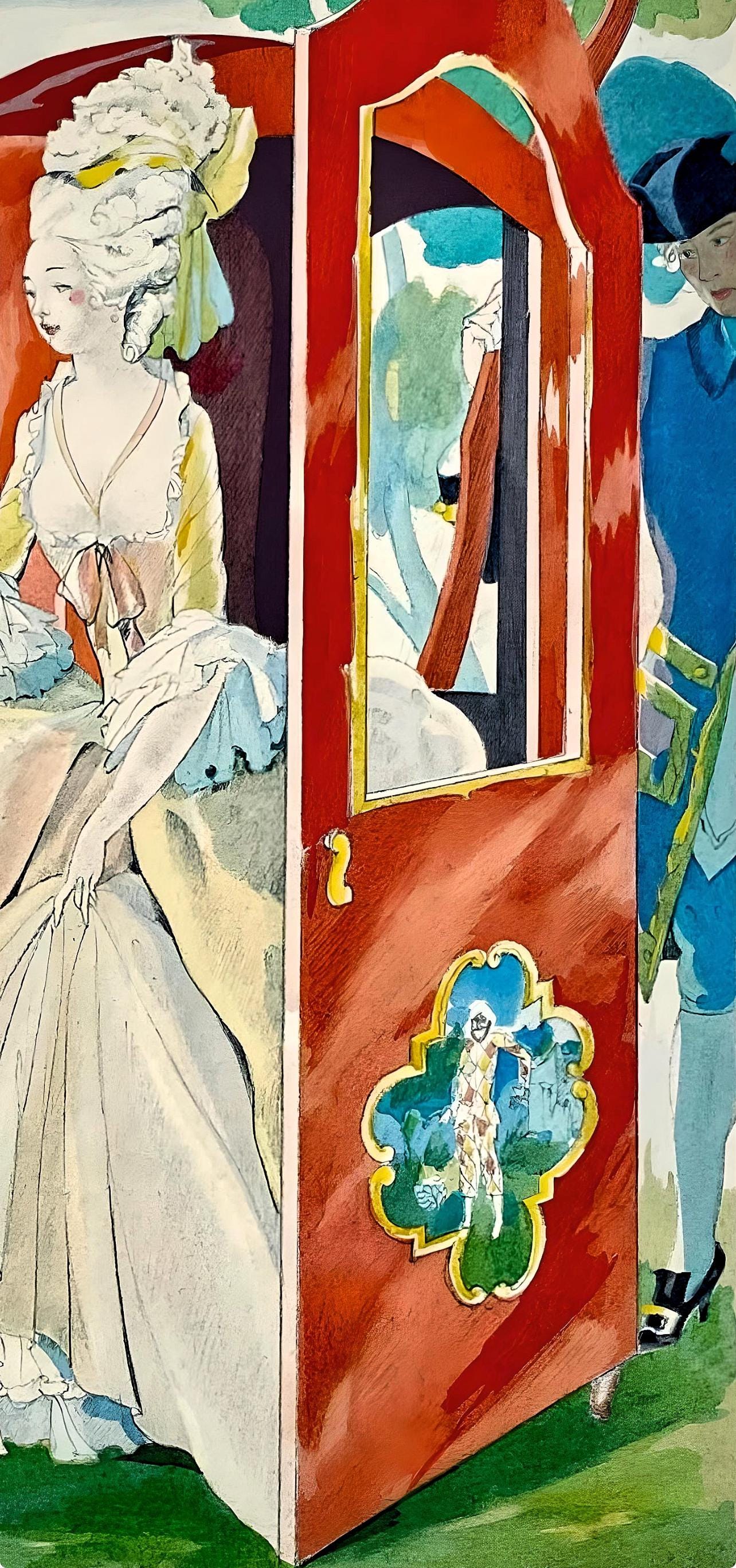 Umberto Brunelleschi, Composition, La Leçon d'amour dans un parc, Limited Edition Lithograph