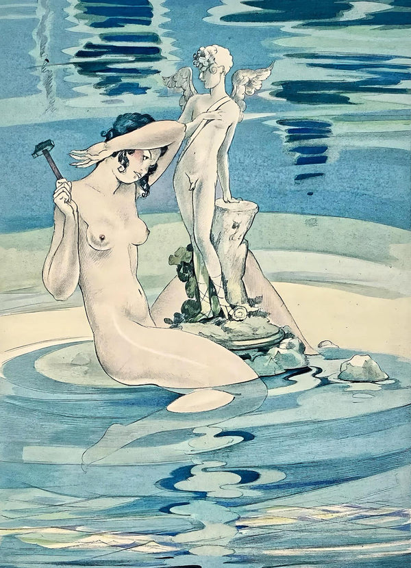 Umberto Brunelleschi, Composition, La Leçon d'amour dans un parc, Limited Edition Lithograph