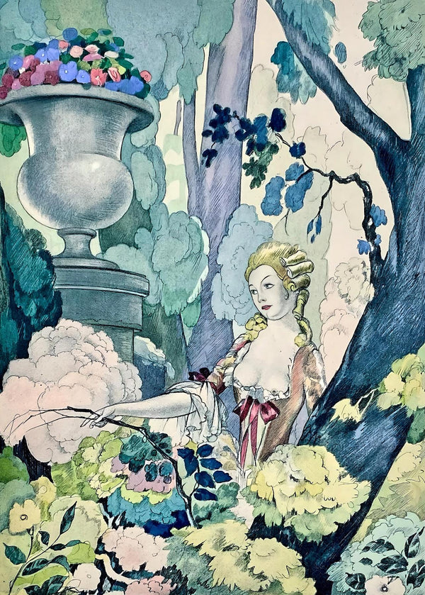 Umberto Brunelleschi, Composition, La Leçon d'amour dans un parc, Limited Edition Lithograph