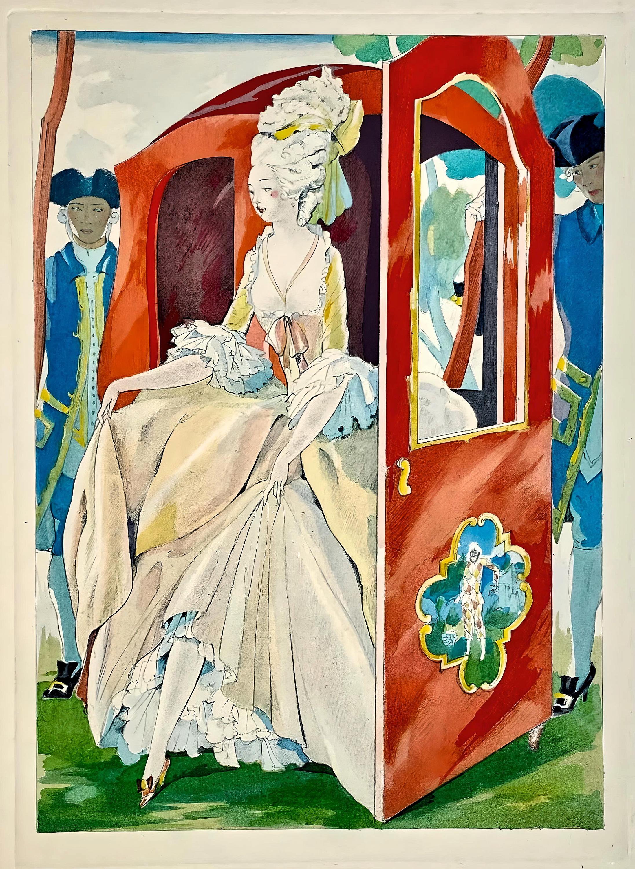 Umberto Brunelleschi, Composition, La Leçon d'amour dans un parc, Limited Edition Lithograph